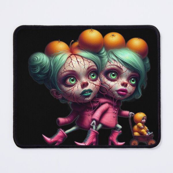 Item preview, Conjoined Orange Twins – Uncanny Creepy Doll Stroller designed and sold by LujziWorld.