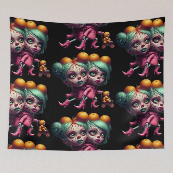Item preview, Conjoined Orange Twins – Uncanny Creepy Doll Stroller designed and sold by LujziWorld.