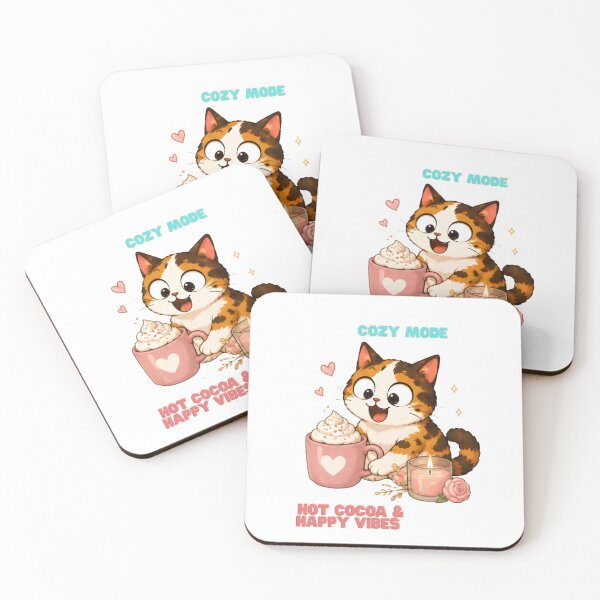 Item preview, Cozy Cute Calico Cat Coffee Illustration - Hot Cocoa designed and sold by Lunexa-Lab.