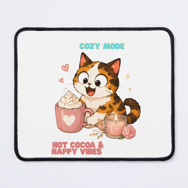 Item preview, Cozy Cute Calico Cat Coffee Illustration - Hot Cocoa designed and sold by Lunexa-Lab.