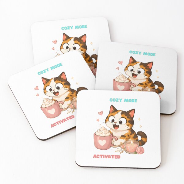Item preview, Cozy Cute Calico Cat Coffee Illustration - Activated designed and sold by Lunexa-Lab.
