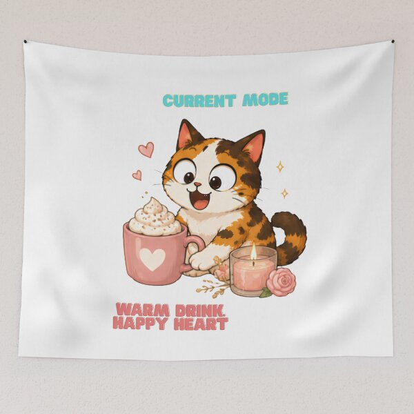 Item preview, Cozy Cute Calico Cat Coffee Illustration - Current mode designed and sold by Lunexa-Lab.
