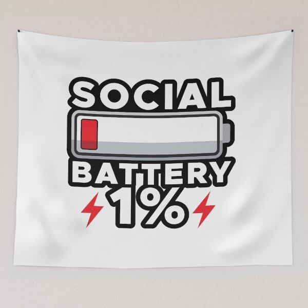 Item preview, Social Battery 1% Funny Low Energy Sticker | Introvert Meme Battery Design designed and sold by wisnubayuaji.