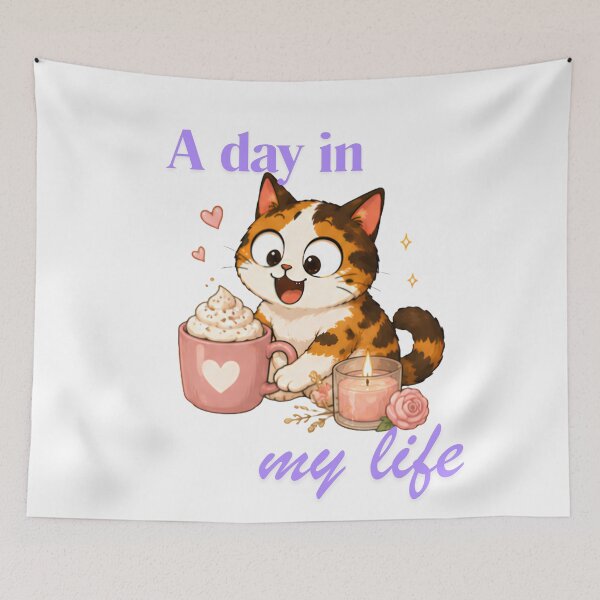 Item preview, Cozy Cute Calico Cat Coffee Illustration - Day designed and sold by Lunexa-Lab.