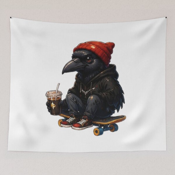 Item preview, Skater Crow Coffee Break designed and sold by DailyDoodlesBySumbul.