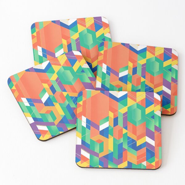 Item preview, Complex Isometric Geometric Pattern - Vibrant Mosaic with Gold Threads designed and sold by SOOstudio73.