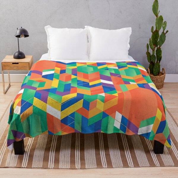 Item preview, Complex Isometric Geometric Pattern - Vibrant Mosaic with Gold Threads designed and sold by SOOstudio73.