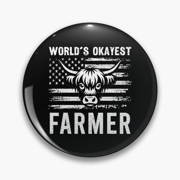 Item preview, World's Okayest Farmer Funny  Highland Cow Patriotic American Flag designed and sold by Dmetalx Art Apparel.
