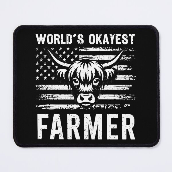 Item preview, World's Okayest Farmer Funny Highland Cow Patriotic American Flag designed and sold by Dmetalx Art Apparel.