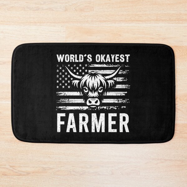 Item preview, World's Okayest Farmer Funny  Highland Cow Patriotic American Flag designed and sold by Dmetalx Art Apparel.