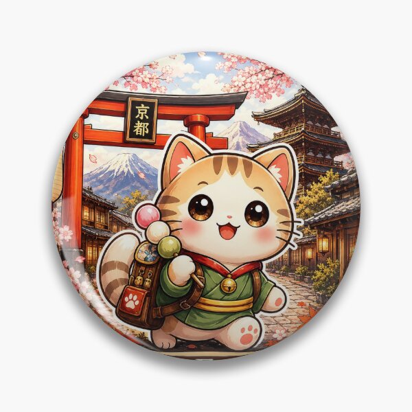 Item preview, Cute Kyoto Explorer Cat Travel Sticker designed and sold by NEKOAME-Japan.