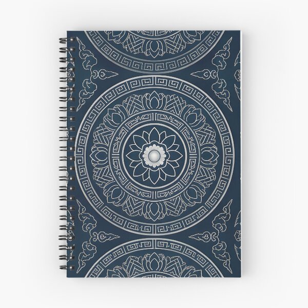 Item preview, Deep Ocean & Silver Mandala | Seamless Traditional Korean Dancheong Pattern designed and sold by SOOstudio73.
