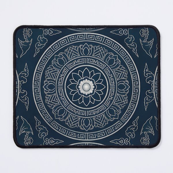 Item preview, Deep Ocean & Silver Mandala | Seamless Traditional Korean Dancheong Pattern designed and sold by SOOstudio73.