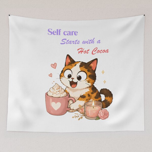Item preview, Cozy Cute Calico Cat Coffee Illustration - Self care designed and sold by Lunexa-Lab.
