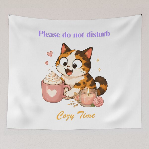 Item preview, Cozy Cute Calico Cat Coffee Illustration - cozy designed and sold by Lunexa-Lab.