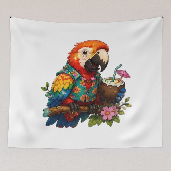 Item preview, Tropical Parrot Coconut Drink designed and sold by DailyDoodlesBySumbul.