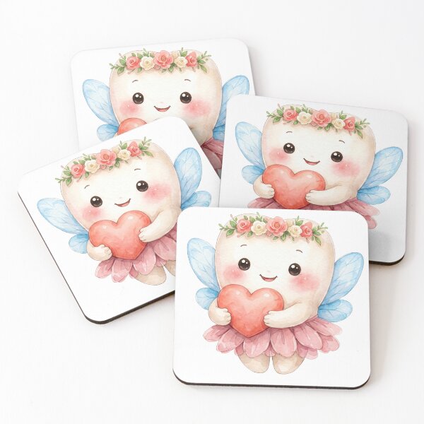 Item preview, Cute Tooth Fairy Holding Heart | Watercolor Tooth Fairy designed and sold by Mommy-Smile.
