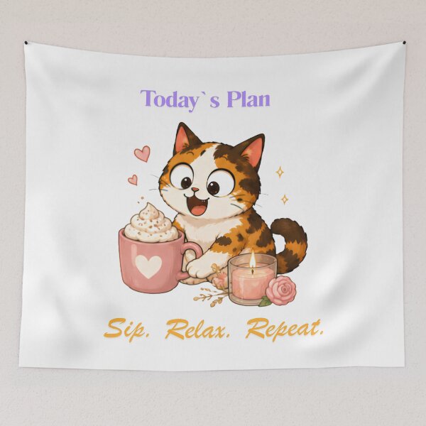 Item preview, Cozy Cute Calico Cat Coffee Illustration - today`s plan designed and sold by Lunexa-Lab.