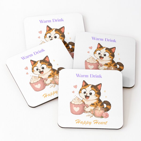 Item preview, Cozy Cute Calico Cat Coffee Illustration - warm drink designed and sold by Lunexa-Lab.