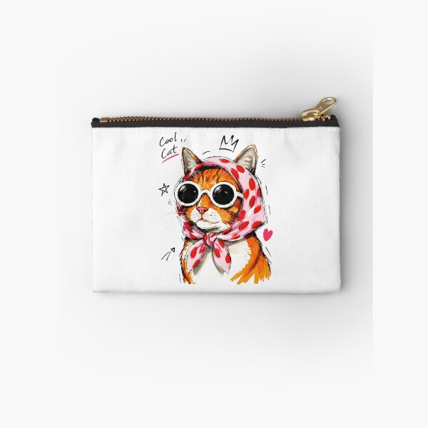 Item preview, Cool Cat with Sunglasses & Polka Dot Headscarf – Funny Hand-Drawn Art designed and sold by RamyGallery.