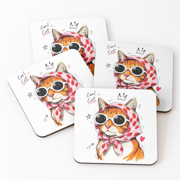 Item preview, Cool Cat with Sunglasses & Polka Dot Headscarf – Funny Hand-Drawn Art designed and sold by RamyGallery.