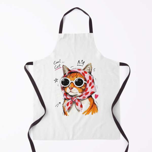 Item preview, Cool Cat with Sunglasses & Polka Dot Headscarf – Funny Hand-Drawn Art designed and sold by RamyGallery.
