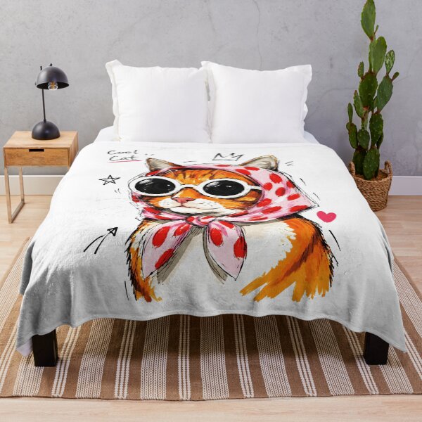 Item preview, Cool Cat with Sunglasses & Polka Dot Headscarf – Funny Hand-Drawn Art designed and sold by RamyGallery.