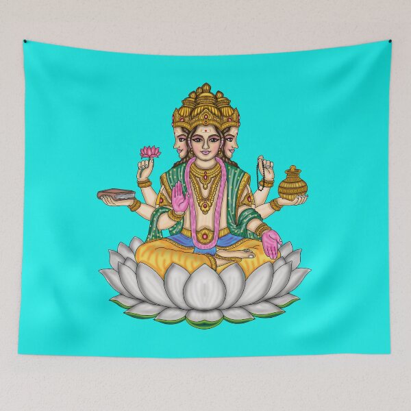 Item preview, Lord Brahma Artwork | Divine Hindu Creator God Digital Painting Illustration designed and sold by Harshit_Digital_Arts.