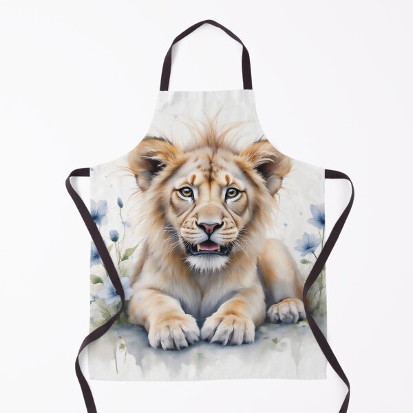 Item preview, Playful Baby Lion Blue Florals Nursery Decor designed and sold by CodellCreations.