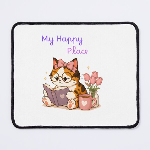 Item preview, Cozy Cute Calico Cat Books Illustration - my happy designed and sold by Lunexa-Lab.