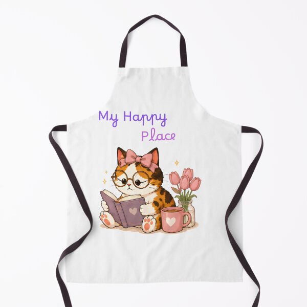 Item preview, Cozy Cute Calico Cat Books Illustration - my happy designed and sold by Lunexa-Lab.