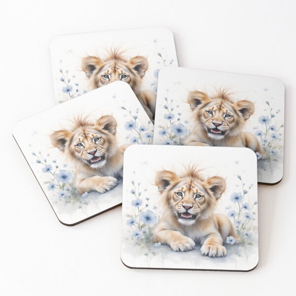 Item preview,  Playful Baby Lion Blue Florals Nursery Decor designed and sold by CodellCreations.