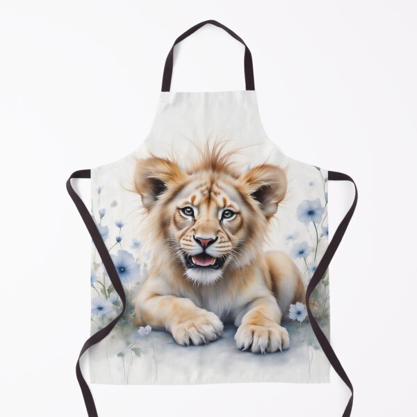 Item preview, Playful Baby Lion Blue Florals Nursery Decor designed and sold by CodellCreations.