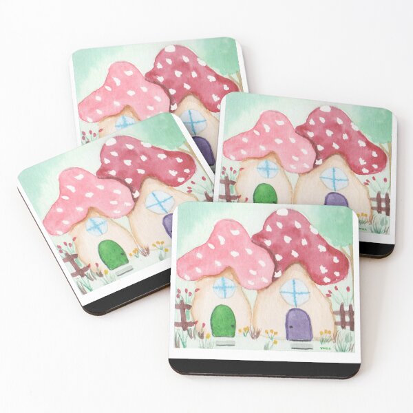 Item preview, Whimsical Mushroom Houses Watercolor designed and sold by TeronMurrayArt.