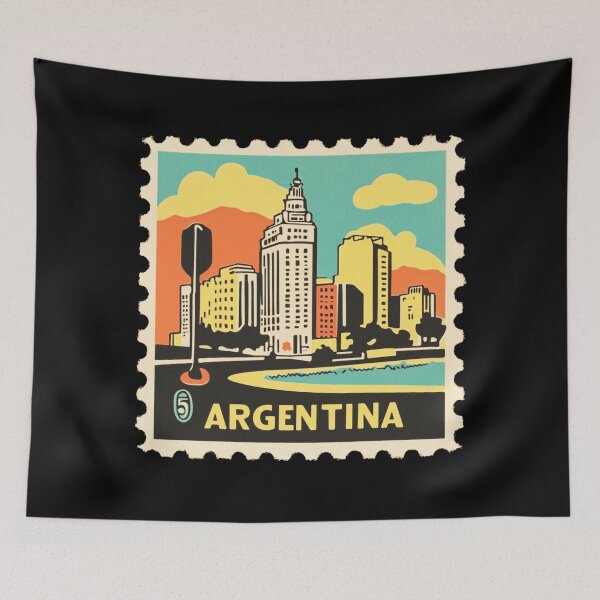 Item preview, Argentina Vintage Stamp - Buenos Aires Skyline designed and sold by tiigerdad.