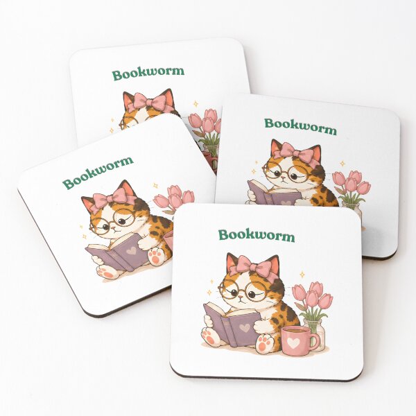 Item preview, Cozy Cute Calico Cat Books Illustration - Bookworm designed and sold by Lunexa-Lab.