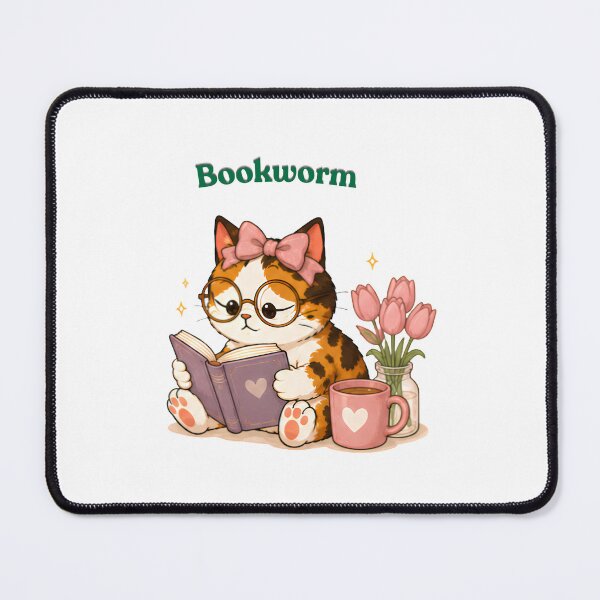 Item preview, Cozy Cute Calico Cat Books Illustration - Bookworm designed and sold by Lunexa-Lab.