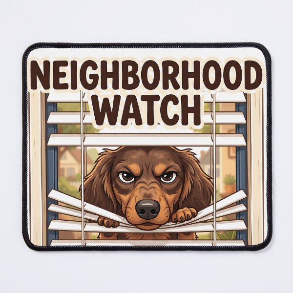 Item preview, Neighborhood Watch Dachshund – Funny Nosy Dog Peeking Through Blinds designed and sold by jgoteiner.