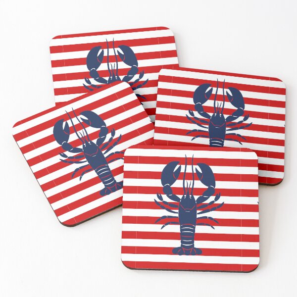 Item preview, Nautical Theme Lobster on Red Stripes designed and sold by The Retromotel.
