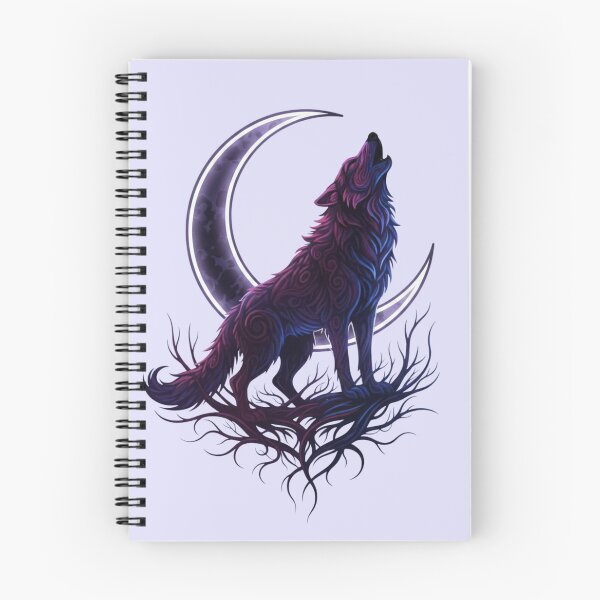 Item preview, Howling Wolf Crescent Moon Ornate Illustration designed and sold by Exquisite Design Studio „Paculówka”.