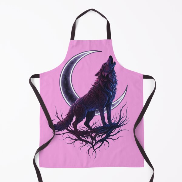 Item preview, Howling Wolf Crescent Moon Ornate Illustration designed and sold by Exquisite Design Studio „Paculówka”.