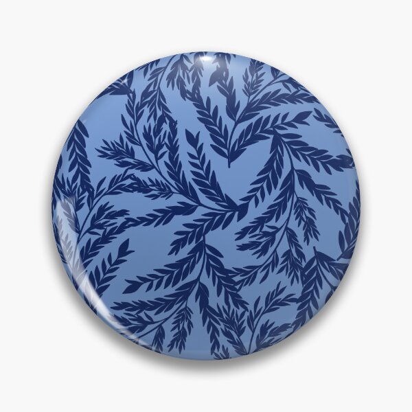 Item preview, Seamless Pattern with Navy Blue Botanical Leaf Branches on a Slate Blue Background	 designed and sold by Ammi77.