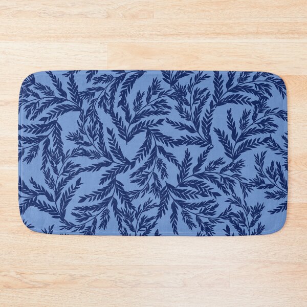 Item preview, Seamless Pattern with Navy Blue Botanical Leaf Branches on a Slate Blue Background	 designed and sold by Ammi77.