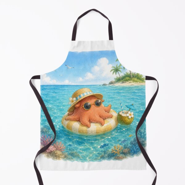 Item preview, Cute Dumbo Octopus on Summer Vacation | Tropical Beach Illustration designed and sold by Little Moments Co..