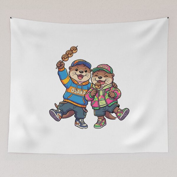 Item preview, Cute Otters Eating Japanese Takoyaki in Osaka Streetwear designed and sold by TaiwanMemory.