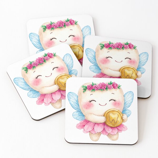 Item preview, Cute Tooth Fairy Holding Gold Coin | Watercolor Fairy Tooth designed and sold by Mommy-Smile.