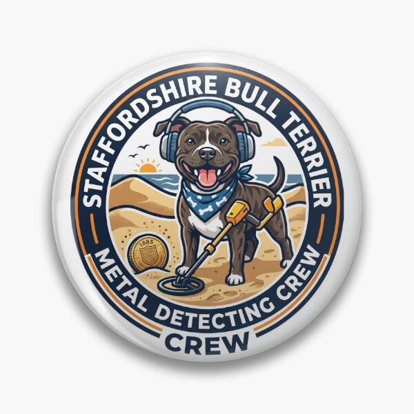 Item preview, Staffordshire Bull Terrier Metal Detecting Crew Sand Beach designed and sold by PictoVibe.
