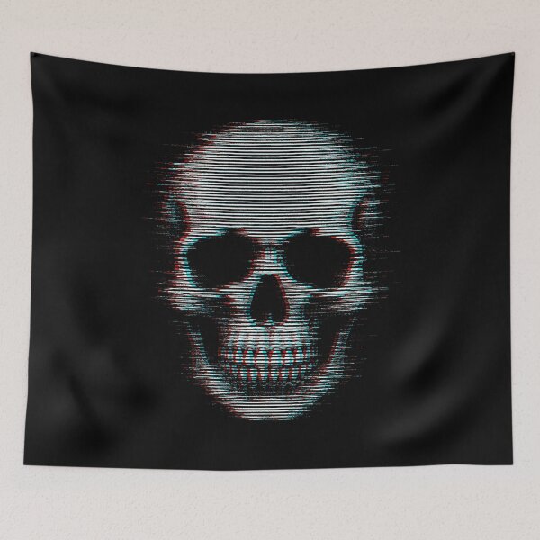 Item preview, Glitch Skull – CRT Scanline Retro Analog Skeleton with Chromatic Aberration designed and sold by ShirtRemarks.