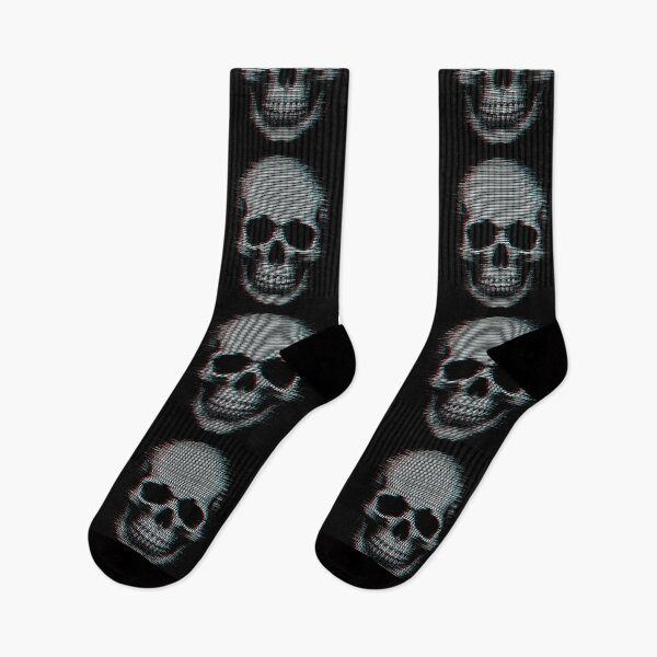 Item preview, Glitch Skull – CRT Scanline Retro Analog Skeleton with Chromatic Aberration designed and sold by ShirtRemarks.