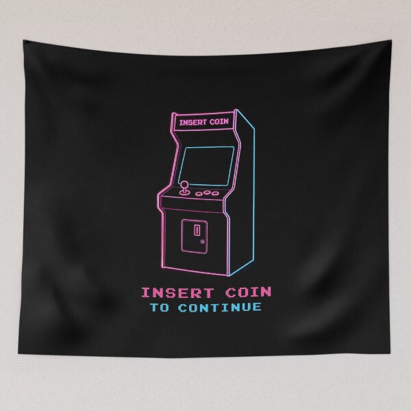 Item preview, Neon Arcade Cabinet – Insert Coin to Continue Retro Gaming Art designed and sold by ShirtRemarks.